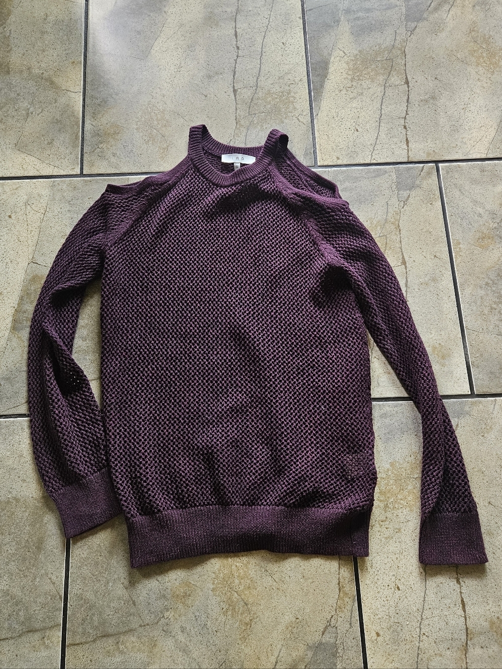IRO Cold-Shoulder Knit Sweater in Deep Plum